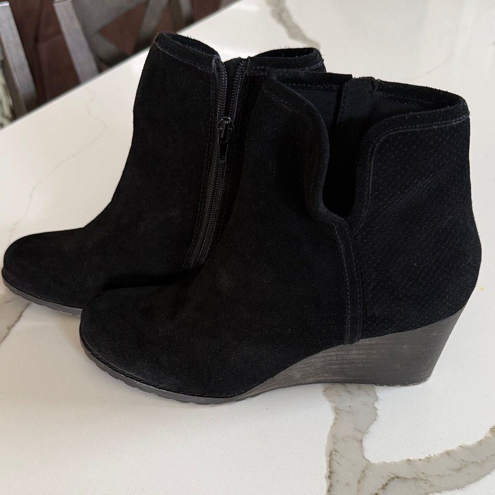Rockport Black Suede Wedge Ankle Booties
